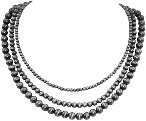 【56cm・silver925】NAVAJO PEARL NECKLACE Amazon.com: Navajo Pearls Necklace • 4mm Beaded Necklace • 925